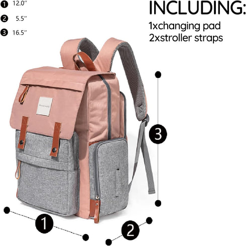 Backpack Pink1 Frank Mully Diaper Bag Large Multifunction Travel Baby Bag for Mom Dad