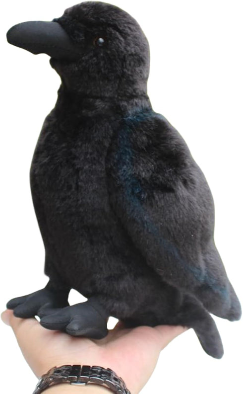 Realistic Crow Plush, Cute Black Raven Stuffed Animal, 9.44'' Soft Little Bird Toys for Kids Gifts