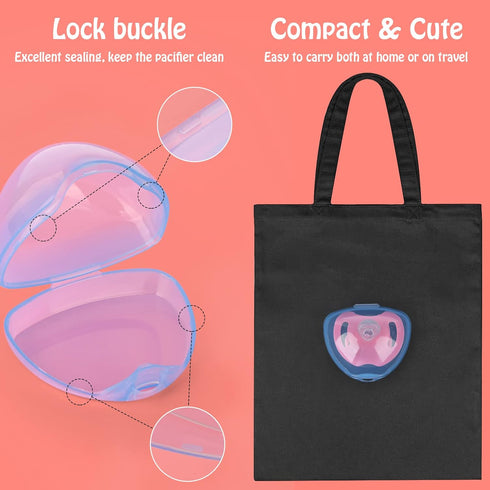 Accmor 2 Pack Pacifier Case, Pacifier Holder Case, Pacifier Container for Travel, BPA Free,Transparent Blue