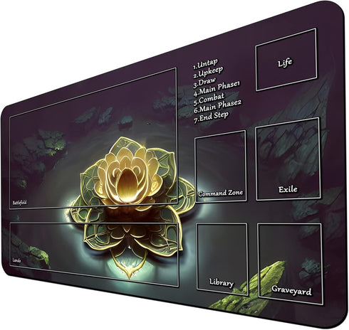 MTG Game Playmat 24 x 14 inches - TCG Trading Card Inked Playmats with Storage Bag, Smooth Rubber Surface