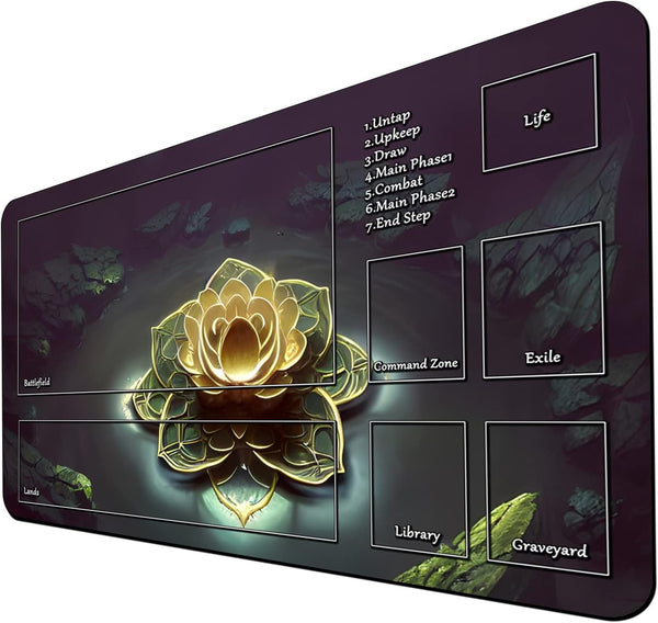 MTG Game Playmat 24 x 14 inches - TCG Trading Card Inked Playmats with Storage Bag, Smooth Rubber Surface
