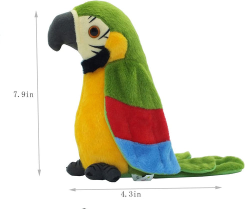 Talking Parrot Plush Animal Toy, Repeats What You Say, Electronic Gift for Boys and Girls