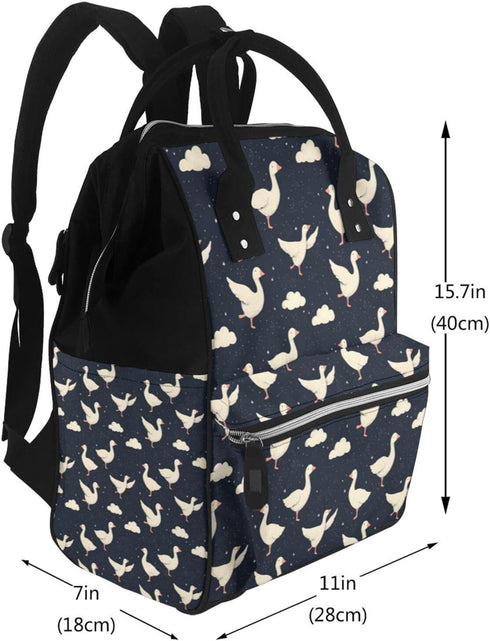 DXITROMI Backpack Mommy Backpack, Baby Doll Diaper Bag - White Cute Goose Print Bag, Tactical Infant Baby Fashion