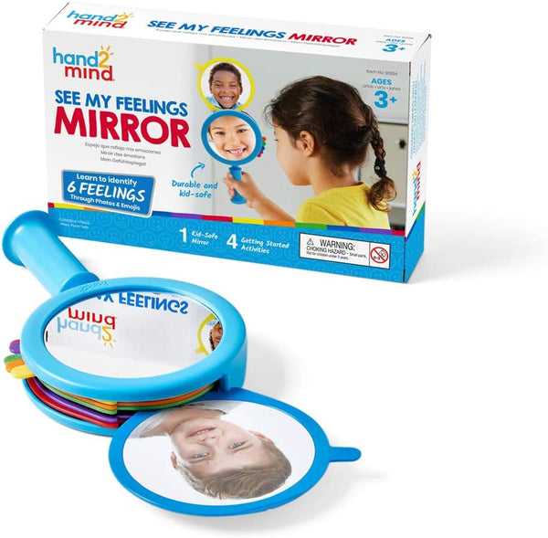 hand2mind See My Feelings Mirror - Play Therapy Toys for Kids, Mindfulness and Emotional Regulation Activities (Set of