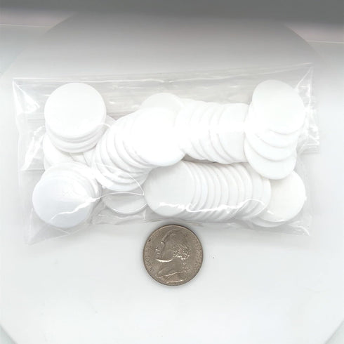Plastic Counters: White Color Gaming Tokens - 50 Pieces for Bingo Chips, Tiddly Winks, and Board Games