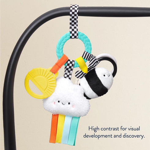 0 Itzy Ritzy Teething Activity Toy - Bitzy Busy Ring Infant Teething Toy Features Braided Ring & Dangling Toys