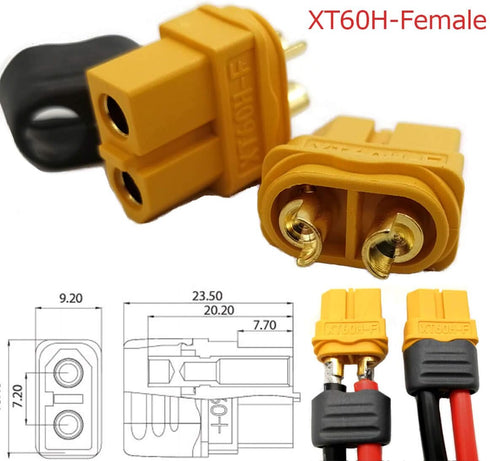 XT60 Connectors Female Male - Easy Solder Functional Wire Cover for DIY Custom Lipo Battery, 12 Each