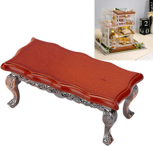 1:12 Miniature Doll Furniture,Miniature Simulated Coffee Table with Relief Mini Model Toy Dollhouse Accessories for Doll House Toy Home Decoration Scene Shooting(Table)