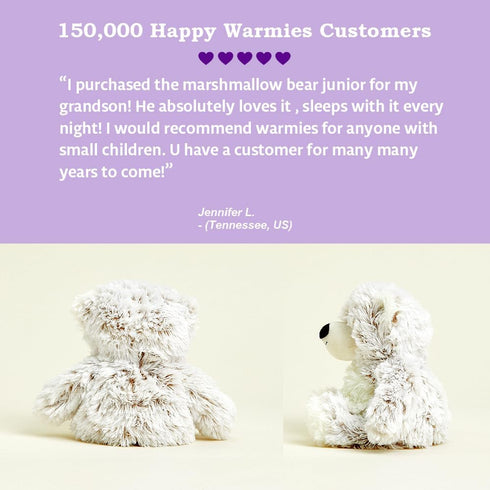 warmies Junior Microwavable & Weighted Stuffed Animals, Marshmallow Bear- Heated Stuffed Animal Plushie for Warmth