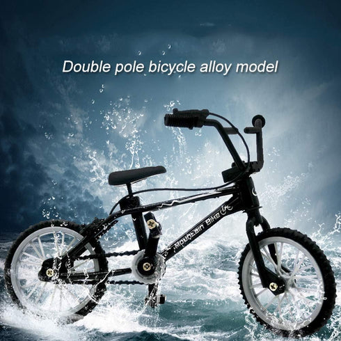 Jizlan 1/18 Black Diecast Bike Action Figure Toy,Mini Finger Mountain Bike Bicycle Art Crafts Desktop Decor Finger