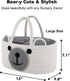 Home & Tots Baby Diaper Caddy Organizer, Large Cotton Rope Nursery Storage Basket (White, Bear Design)