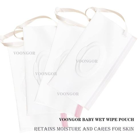 (4 Pack, Portable Refillable Wet Wipe Pouch, Reusable Travel Wipes Holder & Case, Lightweight Flushable Diaper Wipes