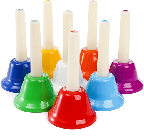 Tosnail 8 Note Metal Hand Bells - Colorful Musical Percussion Toy Instruments for Kids, Children