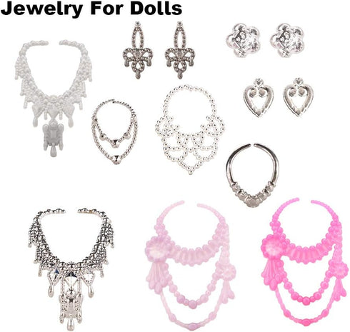 BARWA 40 PCS Doll Accessory Bags - Crown Necklace Comb for 11.5 inch Doll Xmas Gift