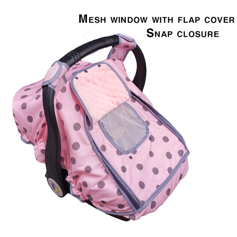2 Carseat Cover Girls, Baby car seat Covers for Infant car seat, Baby Carrier Cover Canopy, Window in Door Zipper Open