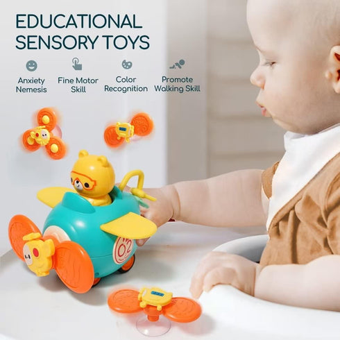3 in 1 High Chair Toys with Suction Cups, Spinner Baby Toys for 6-12 Months, Teething Tray Rattle