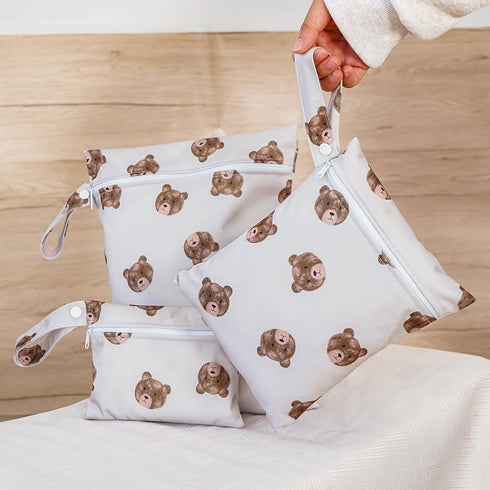 Happy Flute 3 Set Clothes(HF01) Wet Bag Storage Bag Zipper Waterproof Washable Travel Bags, Beach, Pool, Gym Bag