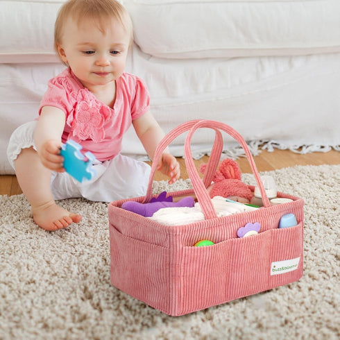 Buzz&Bloom Baby Diaper Caddy Organizer, Stylish Storage Basket for Newborn Essentials and Diaper Station, Gift for Baby