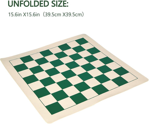 Roll Up Vinyl Chess Board Tournament 15.5" - Lightweight Non-Slip Portable Professional Club Chess Mat
