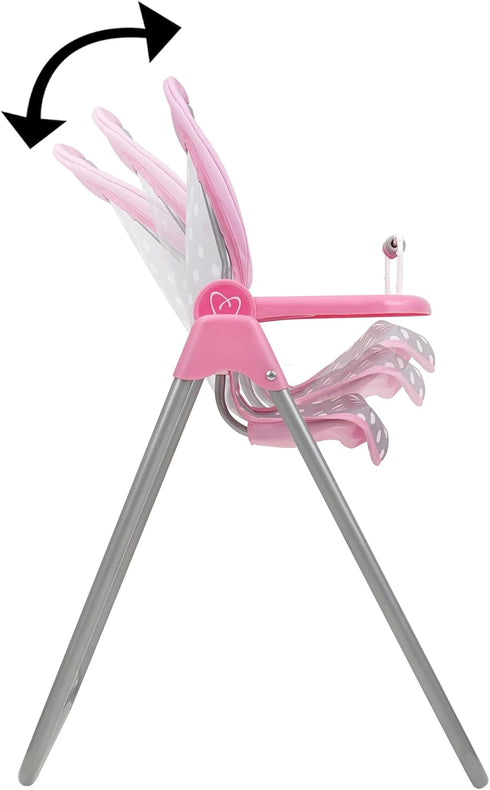 509 21", 3+ Crew: Cotton Candy Pink: Foodie Doll Highchair - Pink, Grey, Polka Dot - for Dolls Up to Sturdy, Kids