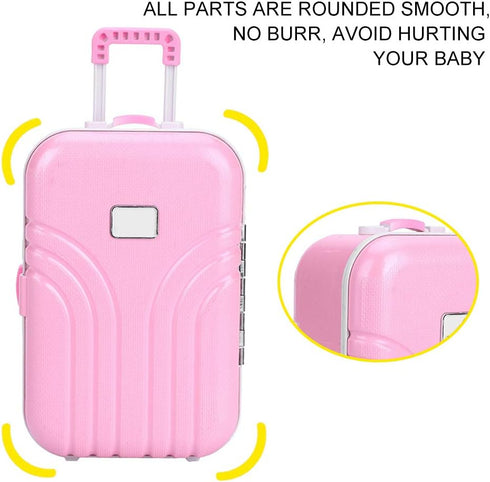 Doll Suitcase Travel Play Set, Mini Luggage Box Rolling Suitcase for Doll Accessories