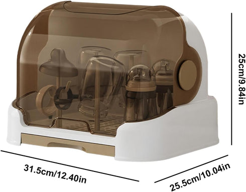 Generic Baby Bottle Storage, Baby Bottle Drying Rack with Lid, Dustproof Baby Bottle Storage Box with Removable Drain