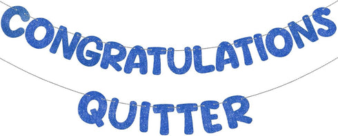 Fulmoon Pre Strung Congratulations Quitter Glitter Banner Funny Retirement Party Decorations Supplies Garland for Men