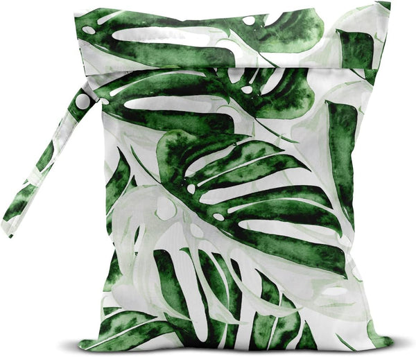 Wet Bag for Swimsuit, Travel, Beach, Pool, Diapers, Dirty Clothes, Waterproof Tropical Palm Leaves Decor