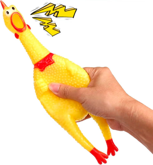 POPLAY 3 PCS Squeaky Rubber Chickens, Prank Novelty Toys for Dogs