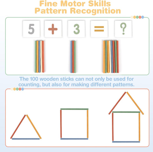 100 Counting 112 Counting Abacus for Kids Math - Wooden Abacus with Sticks and Math Cards, Toys for Preschool Learning
