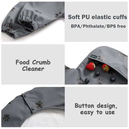 PewinGo Weaning Bib with Long Sleeves & BLW, Soft Skin-Friendly Material, Waterproof Coverall Bibs for Infants