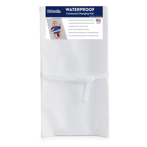 Kolcraft Waterproof Contoured Wipeable Baby Diaper Changing Pad for Dresser or Table,