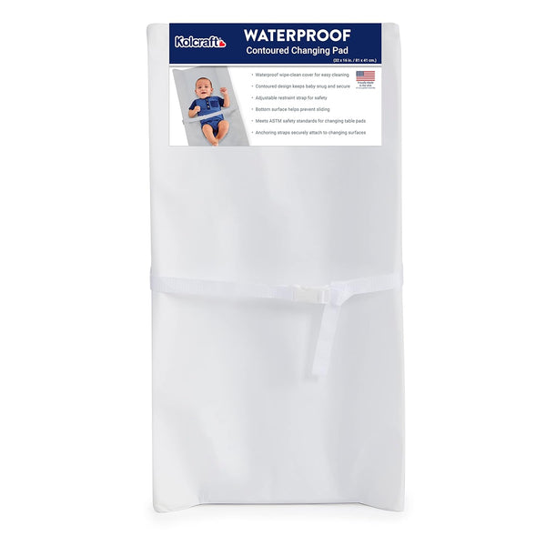 Kolcraft Waterproof Contoured Wipeable Baby Diaper Changing Pad for Dresser or Table,