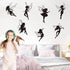 Black Fairy Girls Room Wall Decal, Cute Fairy with Large Wings Silhouette Stickers for Baby Nursery Kids Bedroom Decor