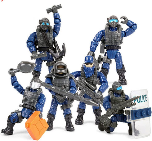Special Forces Mini Military Action Figure with Weapons and Accessories Building Blocks Playset, 8 PCS Multiple Movable Joints SWAT Police Figure, Best Gift for Boys 8 9 10