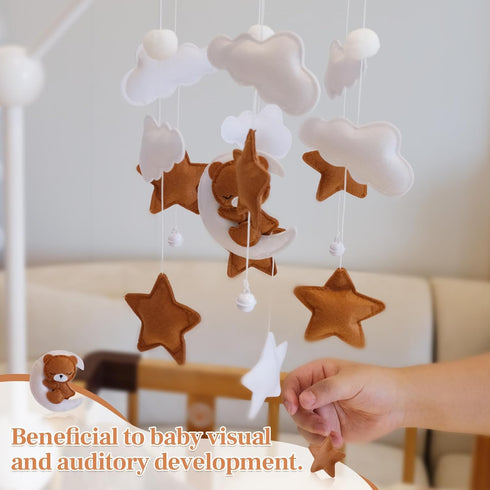 Set Baby Crib Mobile - Bear Mobile for Crib, Felt Cloud Nursery for Boys and Girls, Baby Bassinet Mobile Toy - Shower