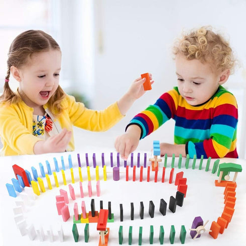 BigOtters Extra Large Domino Blocks Set - 108PCS Colorful Racing Tile Game Educational Toys for Boys Girls