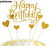PALASASA Happy Birthday Cake Toppers Gold Glitter Letters "Happy Birthday" and Love Star, Party Decorations, Set of 7