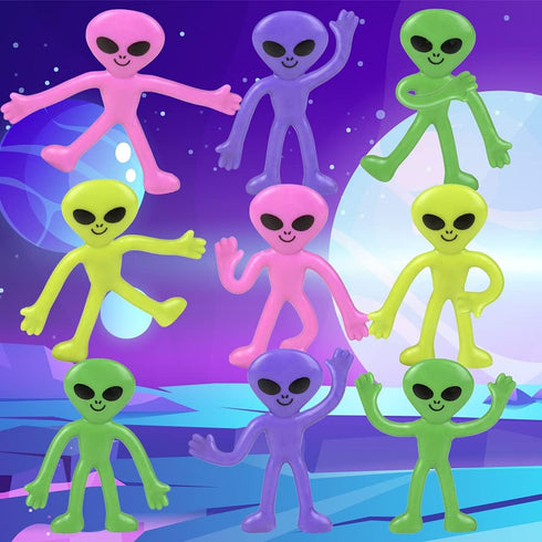 (Set 48) ArtCreativity Bendable Alien Toys, of Mini alien figures Bendy Toy for Kids, Alien Party Favors, Birthday