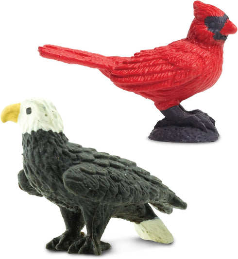 Pack 8 5+ Safari Ltd. Good Luck Minis Birds Fun Mini Figurines: Snowy Owl, Bald Eagle, Flamingo, Cardinal, Emperor