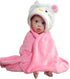 Hooded Toddler Blanket | Plush Soft Animal Baby Hoodie Blankie 36x27 + Hood, Light Pink