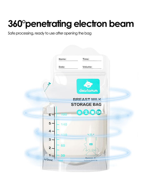 200 6 dearlomum BPA-Free Breastmilk Storage Bags - Pcs, Ounce, Self-Standing with Pour Spout, Space-Saving Flat