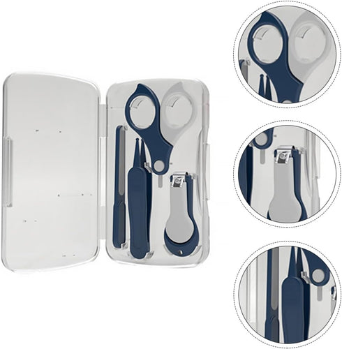 Set Trimming Pinching Kisangel Fingernail Scissors and Nail Clipper for Newborns, Blue Manicure Grooming Kit