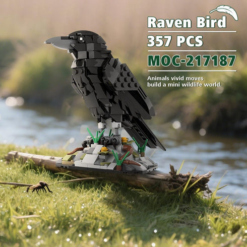 12+ (357 Raven Bird Mini Building Blocks and Construction Toy, Collectible Animal -Themed Model to Build and Display