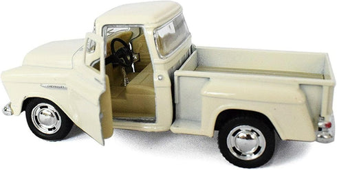 KiNSMART 1955 Chevrolet Stepside Pickup Truck, 5 Inch, 1:32 Scale Die Cast Metal, White
