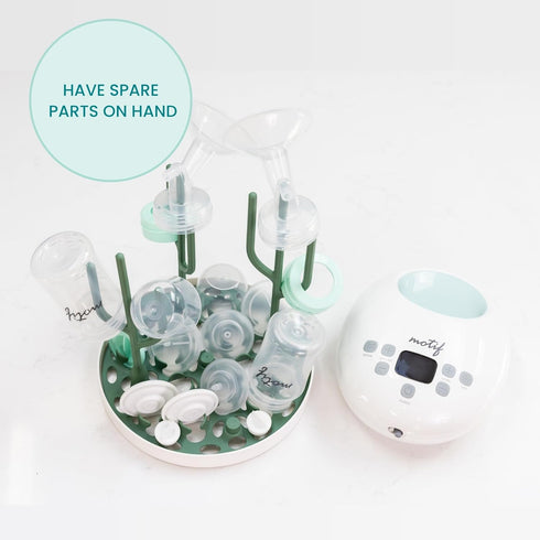 (19mm) Motif Medical Luna Breast Pump Replacement Parts - Resupply Kit w/Milk Storage Containers, Bottle Caps, Tubings