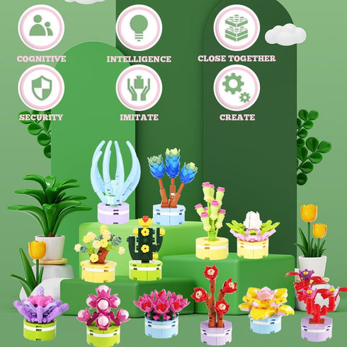 UMEELR 12Pcs Pre Filled Easter Eggs Kit, 12 in 1 Succulent Plants Building Blocks for Kids Easter Party