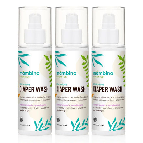 Mambino Organics Diaper Area Wash, Gentle No-Rinse Diaper Rash Spray for Sensitive