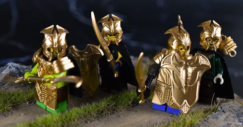 Elf Metallic Gold and Rose Gold Lances, Bows, Sword, Helm and Armour for Major Brand Building Block Minifigures (72 PCS)