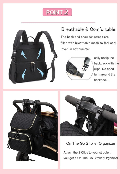 Generic Backpack Essential Mom Bag: Diaper Bag for Moms, Baby, and Pregnant Women - Travel with Wet/Dry Compartments